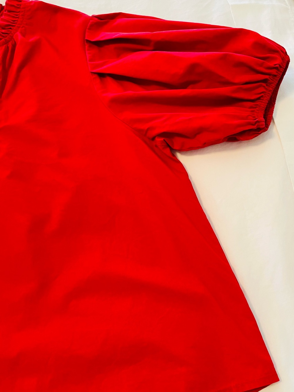 Pinch Red Ruffle Neck Puff Sleeve Blouse - Picture 5 of 9